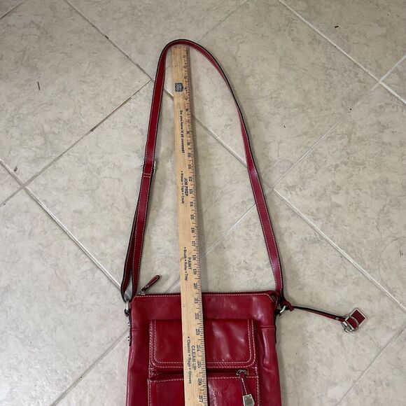 Giani Bernini Red Genuine Leather Cross Body Bag Sholuder Handbag + logo key fob - Picture 15 of 16